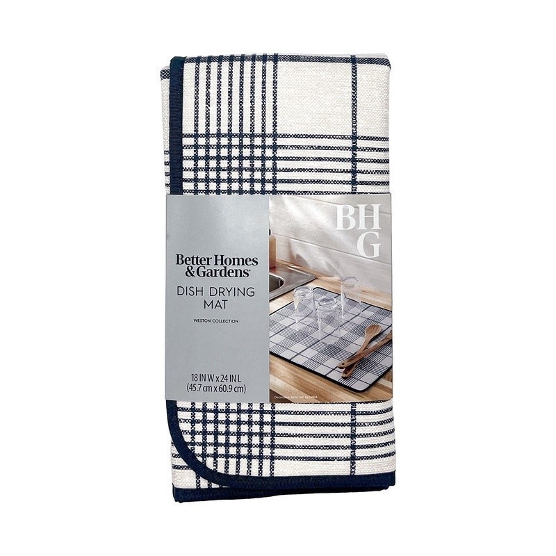 Dish Dry Mat Weston Plaid Absorbent Microfiber Reversible Non-Slip Kitchen Mat