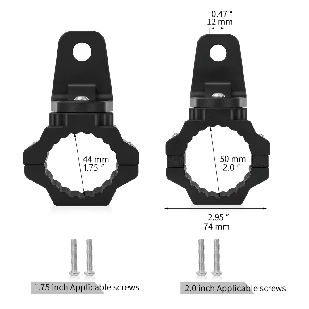 Heavy Duty UTV Whip Light Mount & Light Bar Bracket - 360° Rotating Clamp