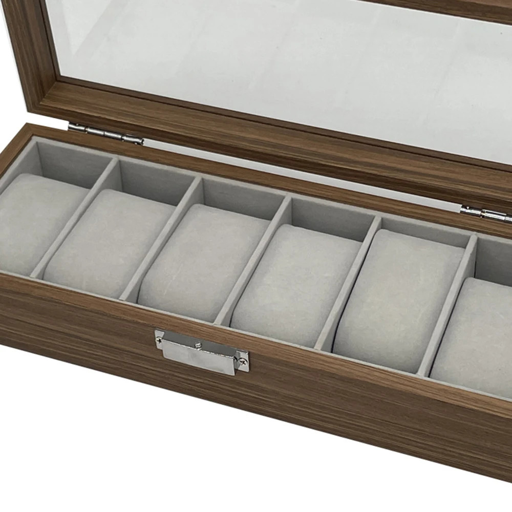 Organizer Box Black Walnut Pattern Wooden 6-Digit Watch Storage Display Box