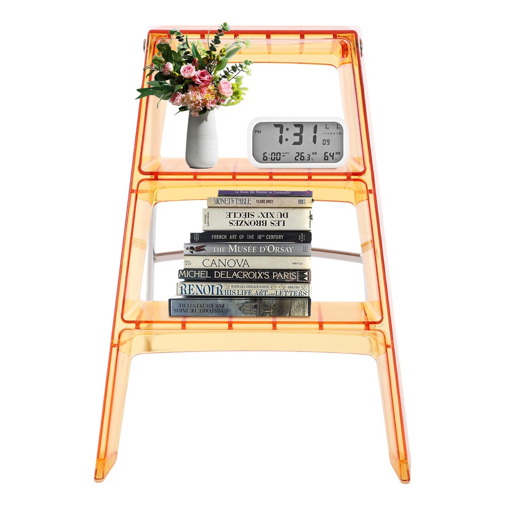 3 Step Ladder Folding Step Stool Orange Folding Step Stool for Adults 44*52*63cm
