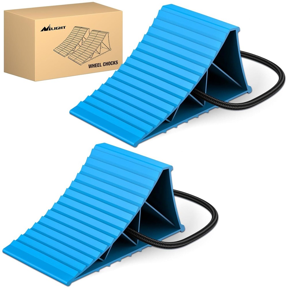 Nilight Wheel Chocks Heavy Duty Wheel Stopper 8.7" x 4.8" x 4.2" 2-Pack