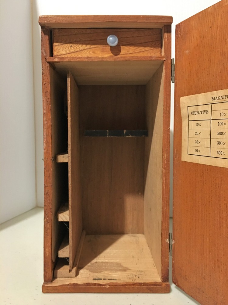 Tasco Microscope Deluxe Wood Case Box Japan