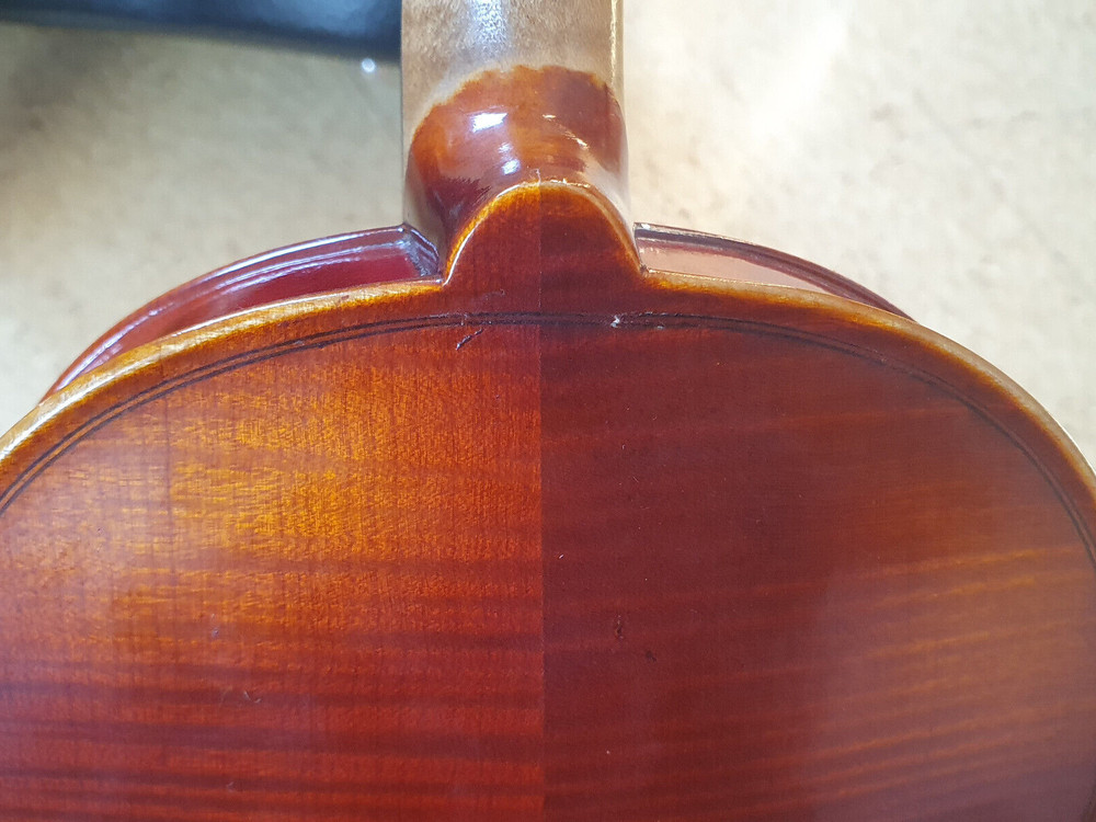 nice, old German 4/4 Violin "Stradivarius" Nicely flamed back! Cracks at Front!