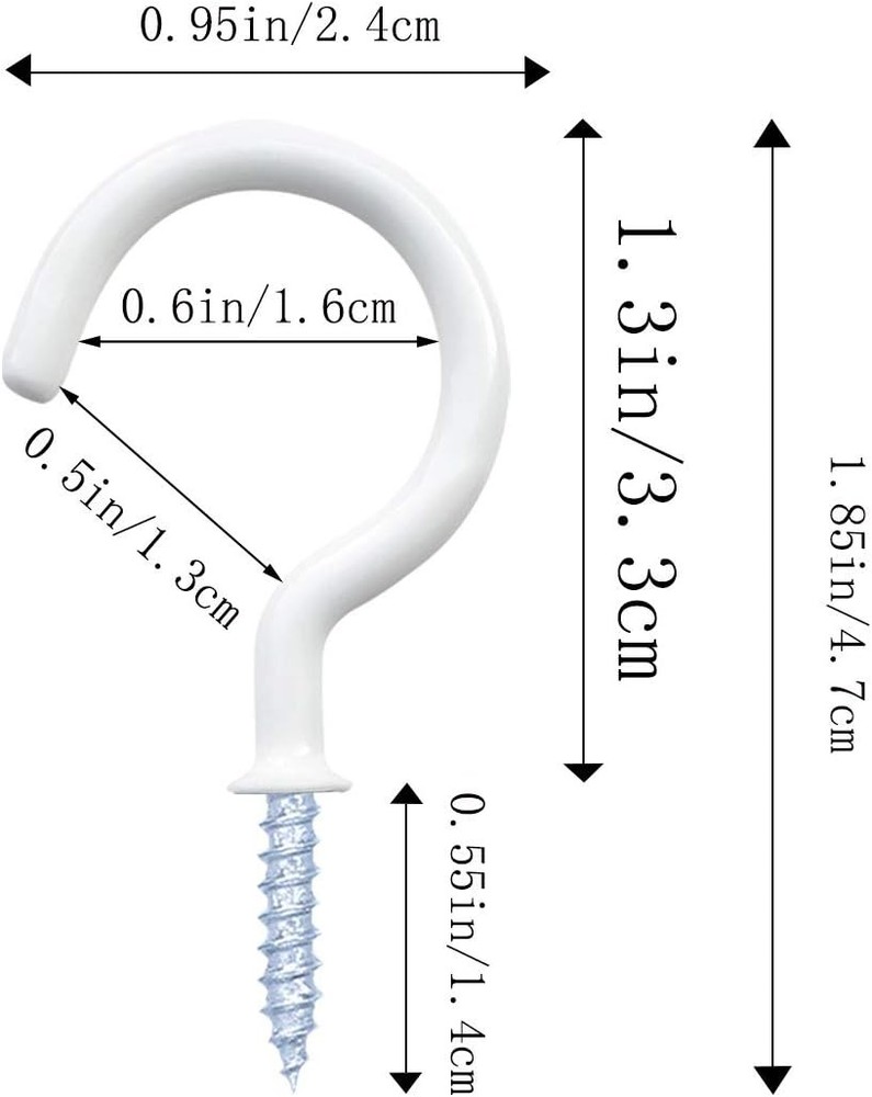 Screw in Vinyl Coated Ceiling Hooks 12 Pack White Mug Hooks Multi Function Wall