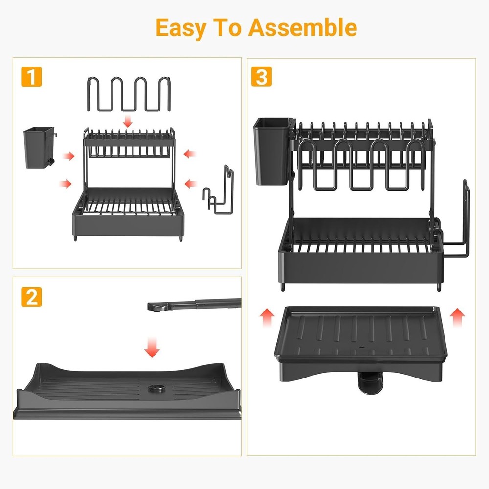 Large Dish Drying Rack,Dish Rack 2 Tier