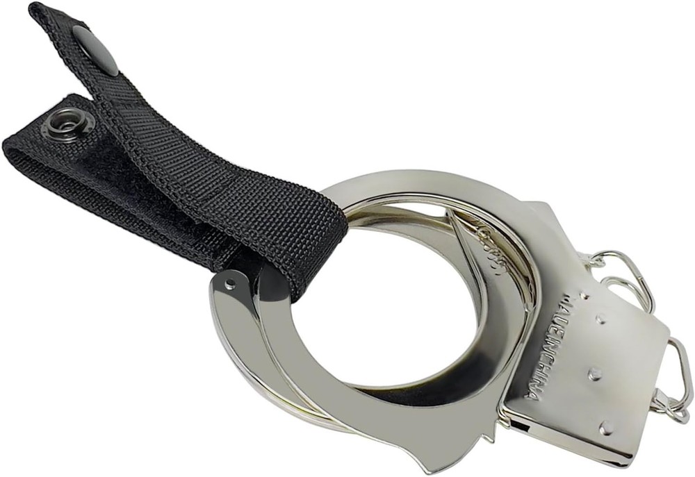 Versatile Handcuff Strap Holder with Double Closure for Duty Belt - Black Nylon