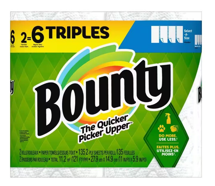 Bounty Paper Towels Select-A-Size White, 2 Triple Rolls