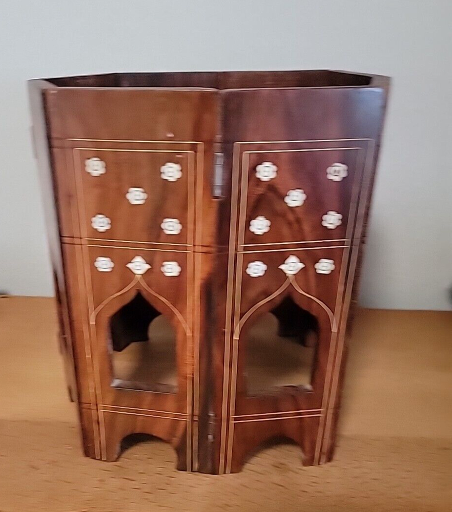 Vintage Carved & INLAID Middle Eastern Octangle Table Base