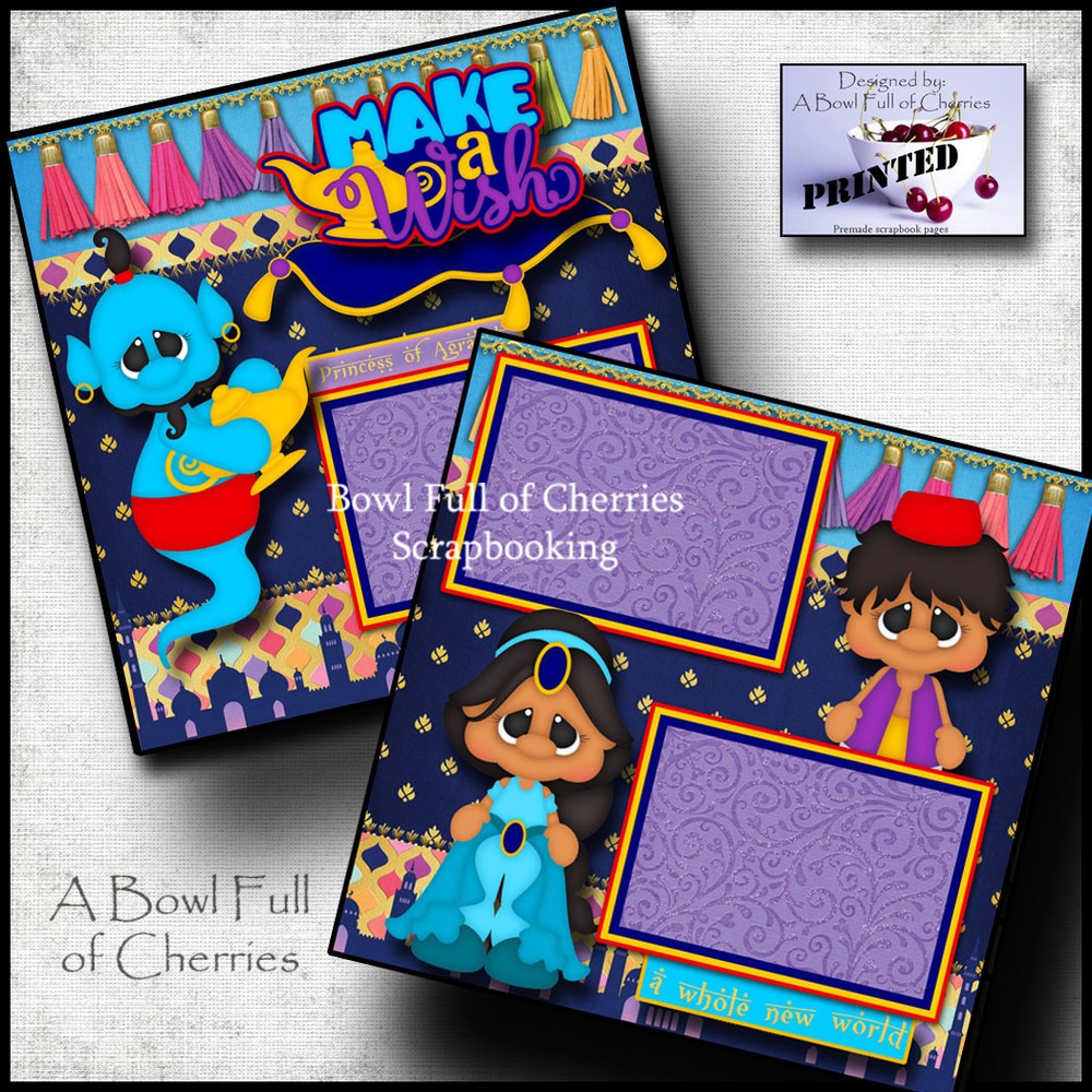 ALADDIN ~ 2 premade scrapbook pages layout Jasmine PRINCESS CHERRY #0076