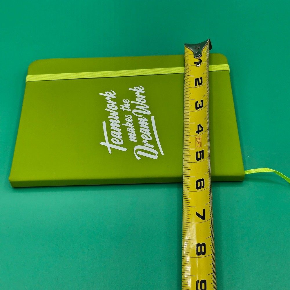 Teamwork Makes The Dream Work Lined Blank Notebook Journal Lime Green Matte NEW