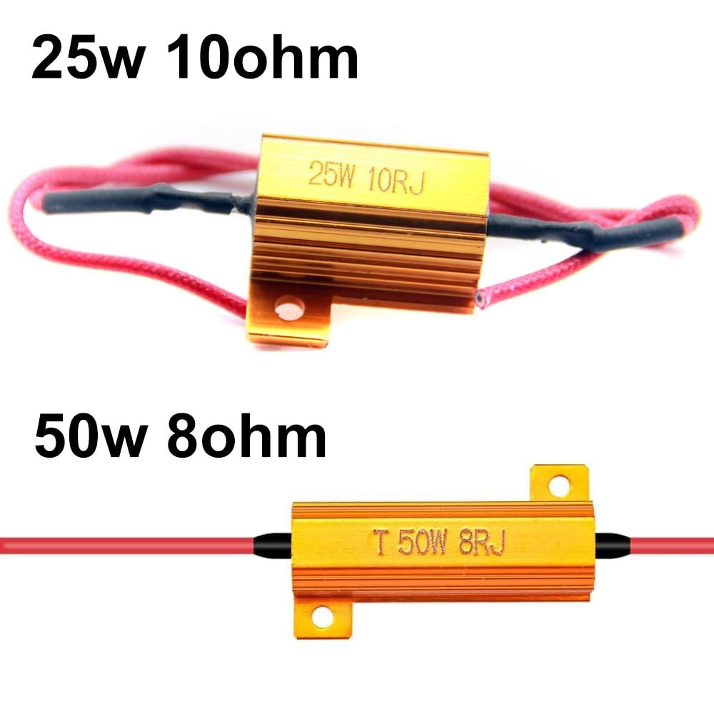 SOCAL-LED LIGHTING 2pcs LED Load Resistors 10 ohm Bulbs Turn 25W, White