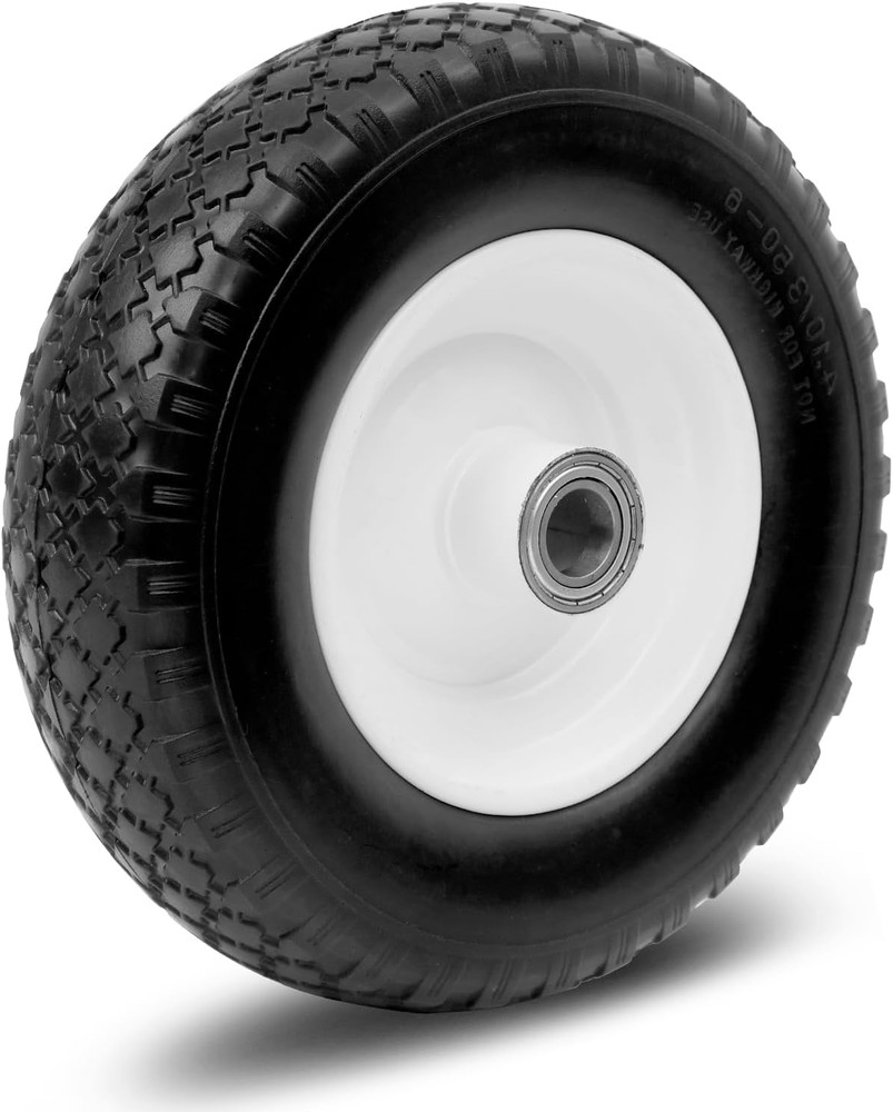 12" Flat-Free Solid Polyurethane Replacement Tire | 1" Bore, Centered Hub | Fits