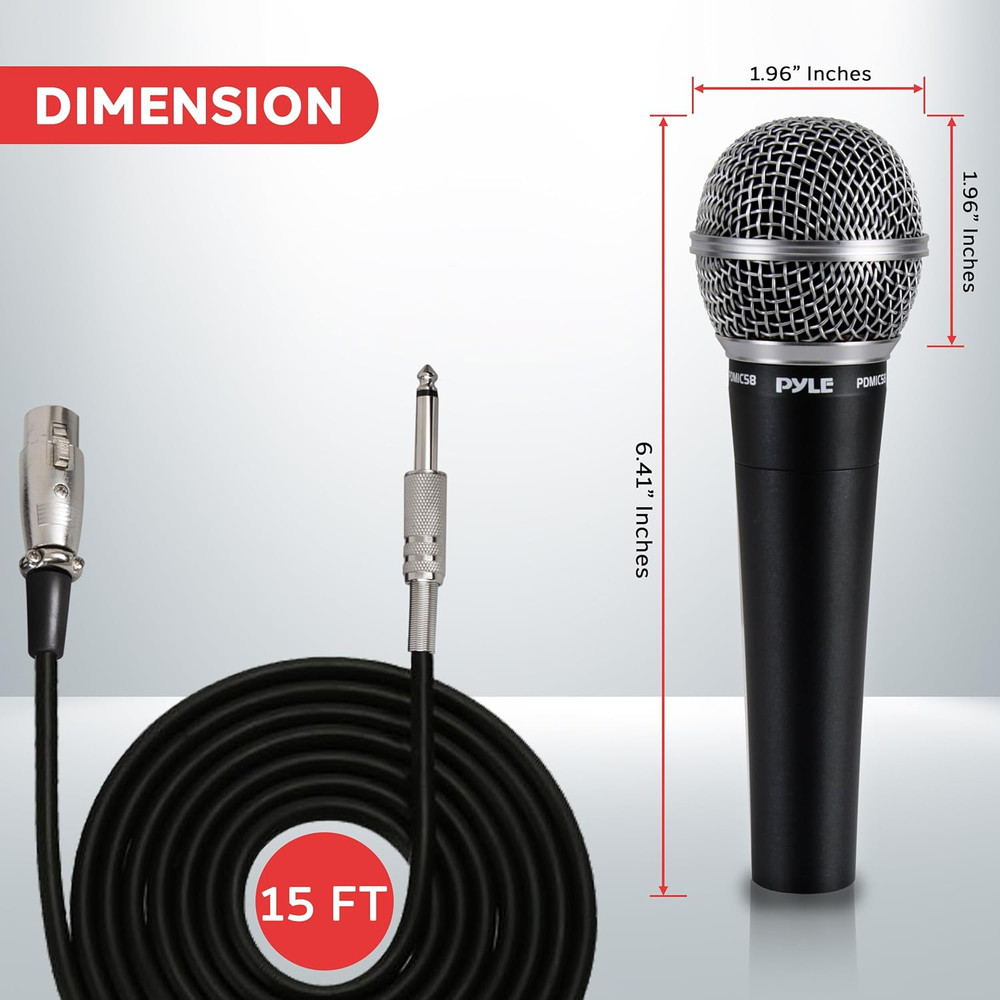 Professional Dynamic Microphone - 2-Pack Unidirectional Handheld Mic with Built-