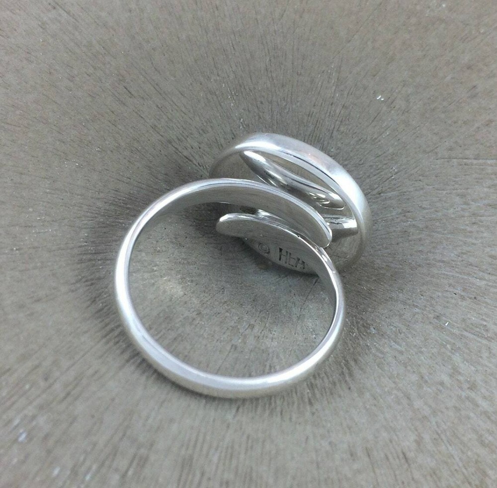Sterling Silver Ring Blank 15mm Round Bezel Cabochon Setting Adjustable Finding