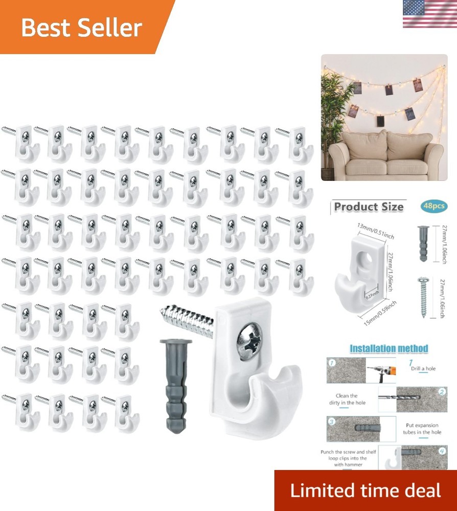 Compact 48-Pack Wall Clip Set for Efficient Shelf Management & Decor Solutions