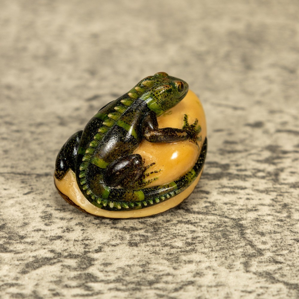 Green Iguana Lizard Tagua Nut Carving
