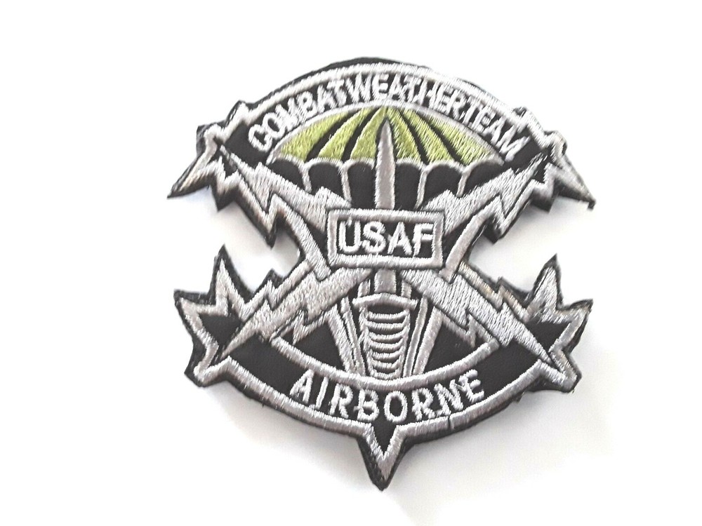 2 pc US AIR FORCE Combat Weather Team emb patches hook back