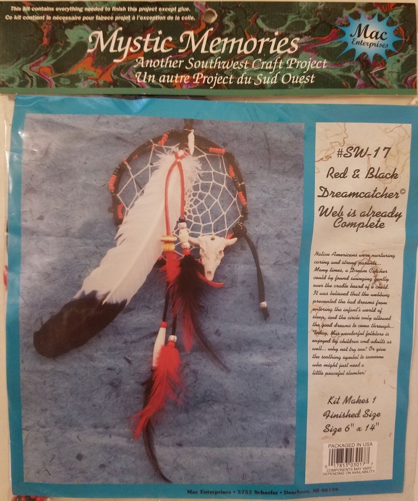 Red & Black Web Dreamcatcher Southwest Craft Project Kit Mac Enterprises Vintage