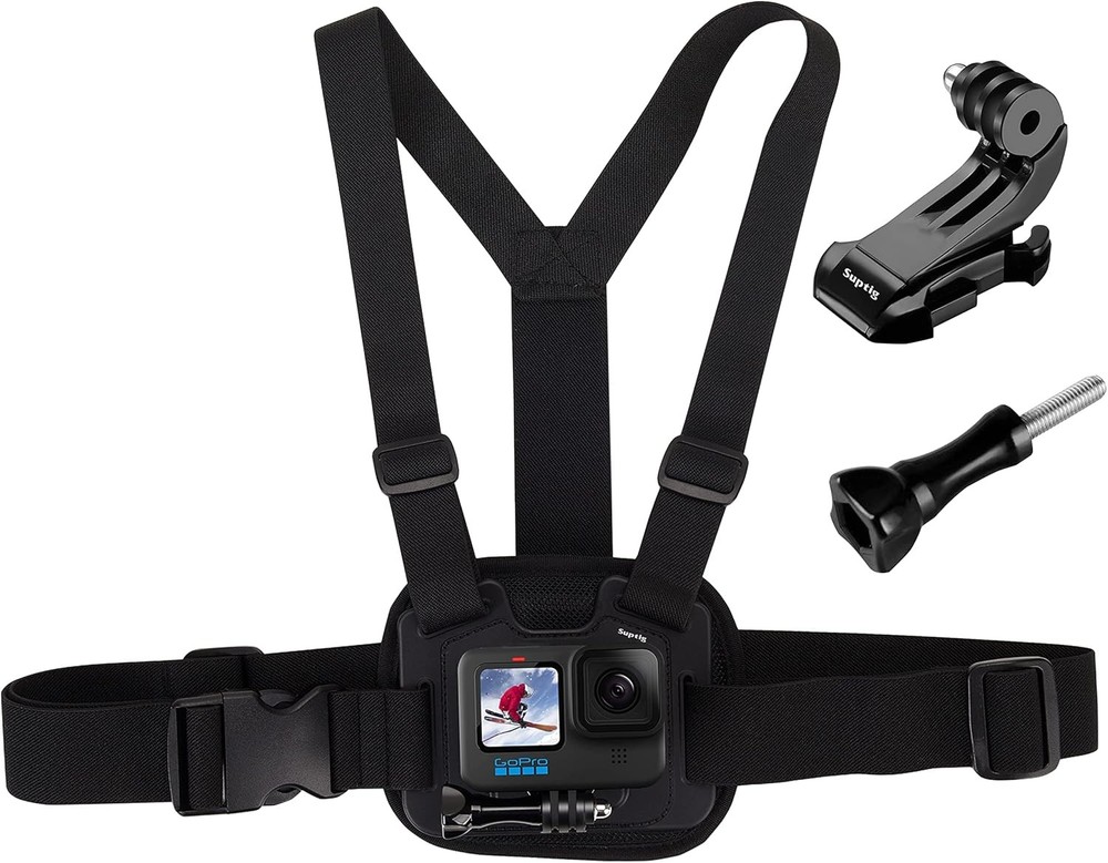Suptig Chest Mount, Adjustable Strap, Breathable Material Black