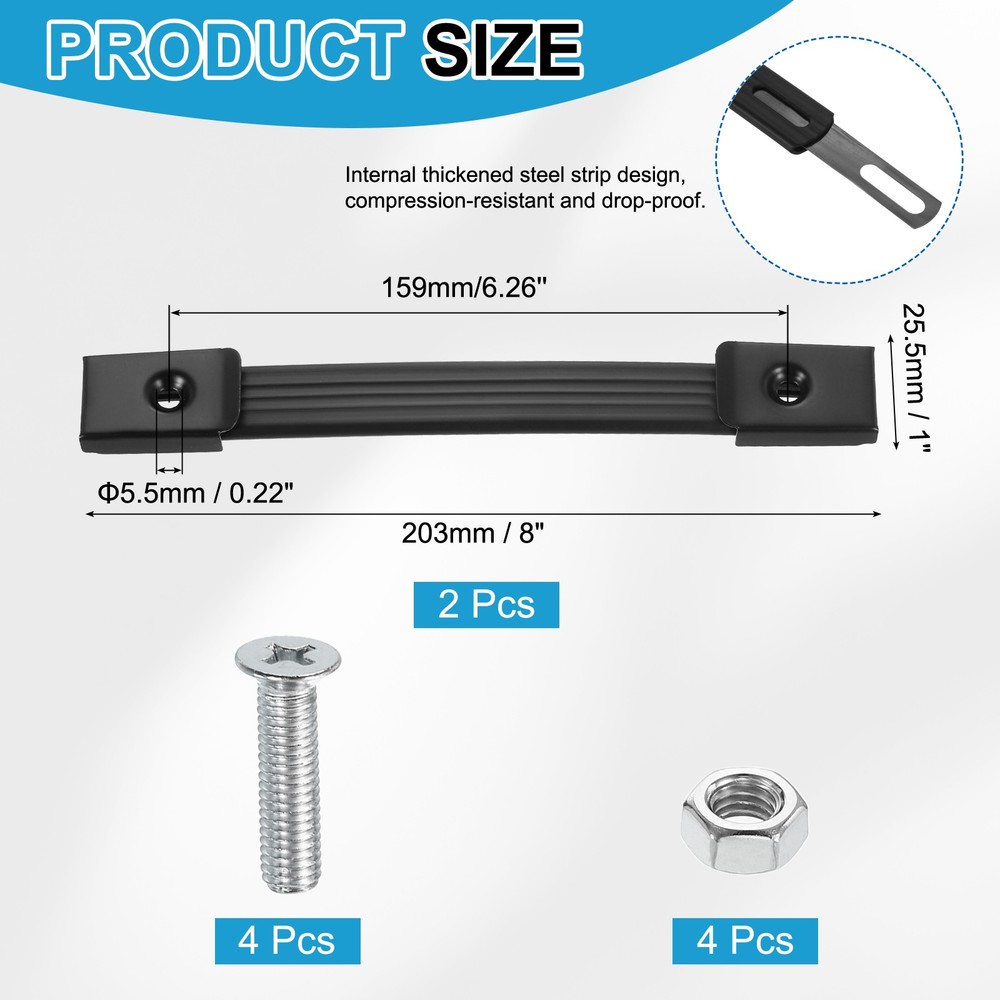 2 Pieces 8 Inches Speaker Cabinet Strap Handles, Pull for Speaker Case, Black