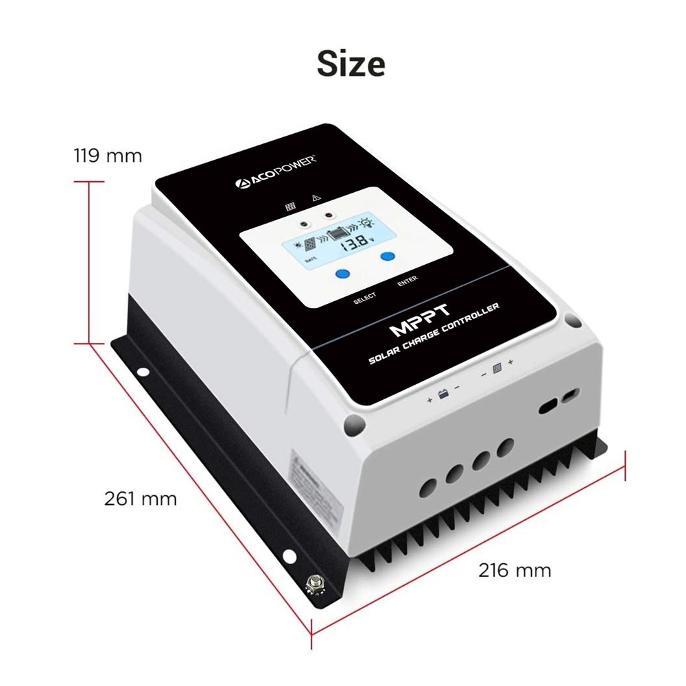 50A MPPT Solar Charge Controller With LCD Display