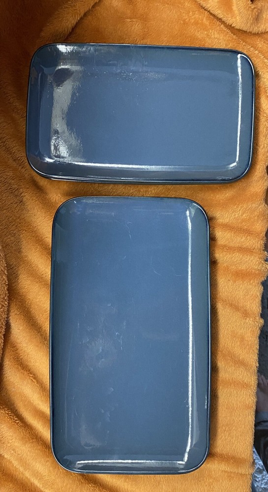 KOOV 2x Large 2x Medium Serving Trays Plates Rectangular Blue
