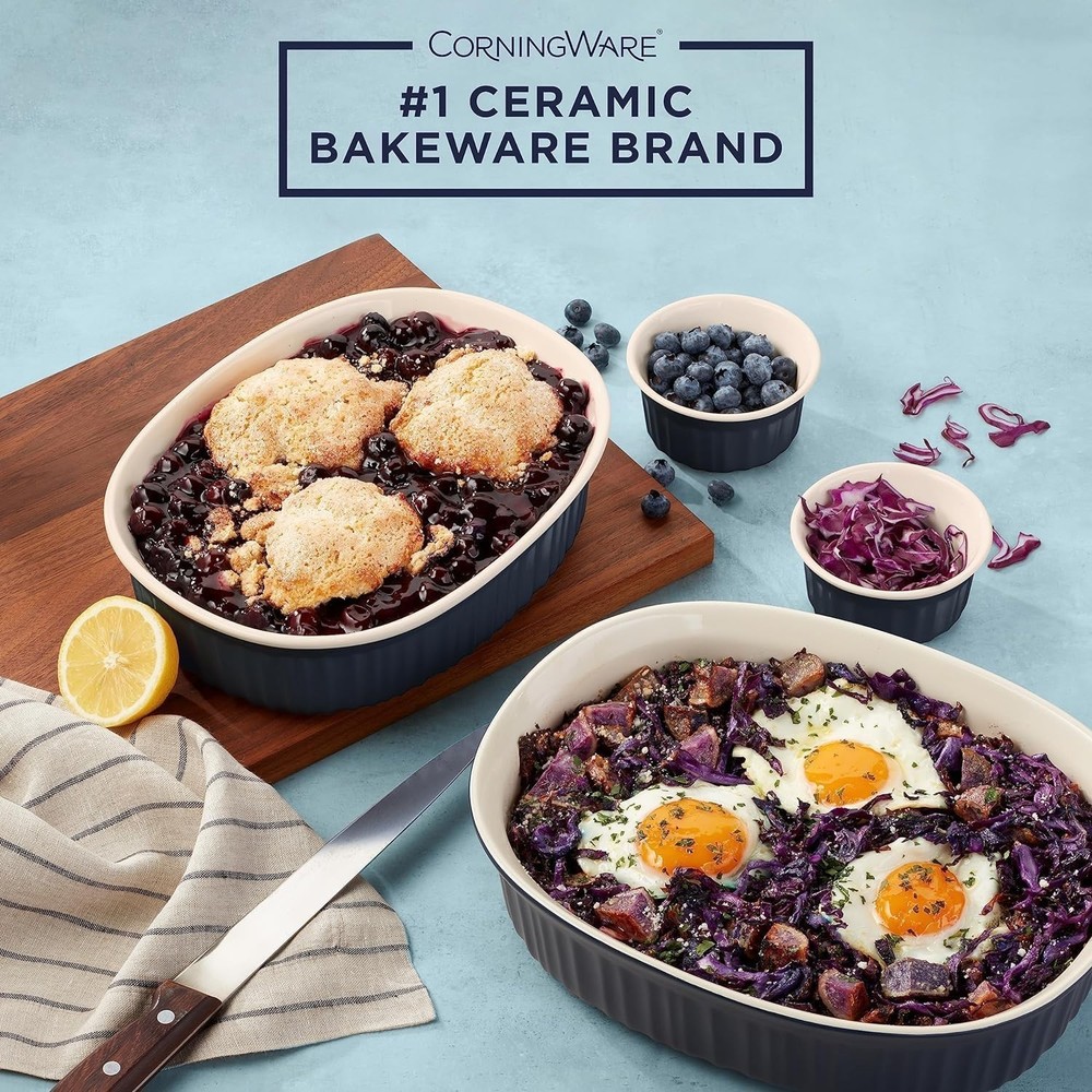 Versatile 10-Piece Stoneware Bakeware Set with Lids - Safe for All Cooking Needs