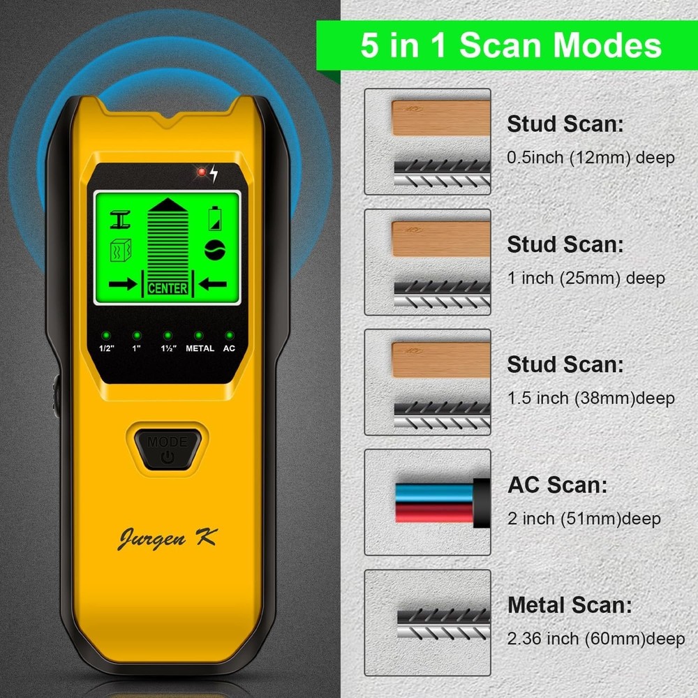 Compact Stud Detector with 5 Modes: Perfect for Home Renovations & Installations