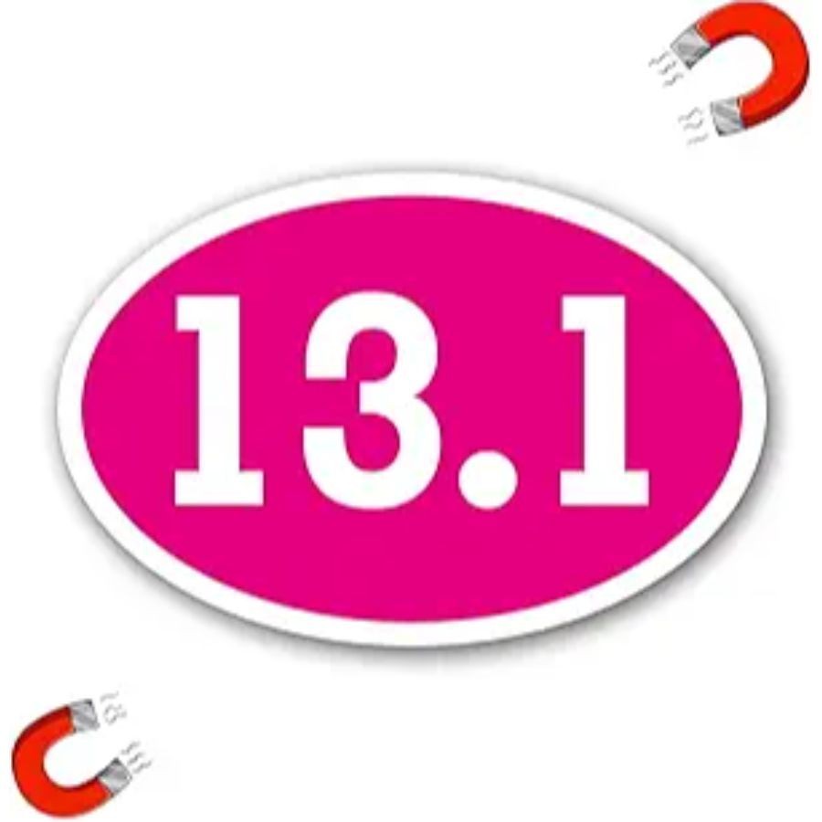 Half Marathon Black Oval Magnet Decal Pink Oval