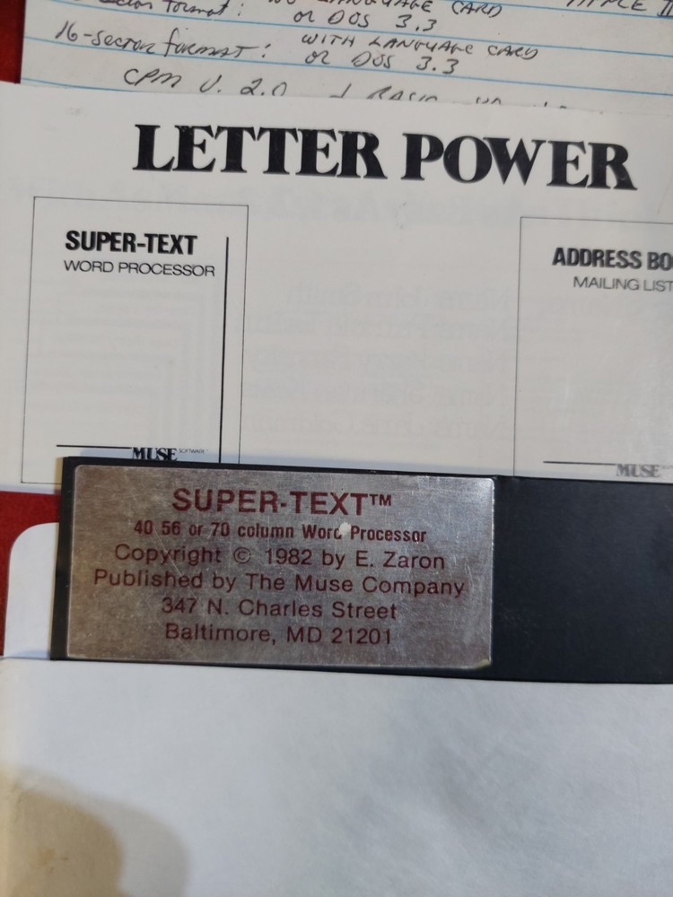 Apple ll,ll+,e,llgs. Super Text 40,56,70 Column Word Processor by Muse