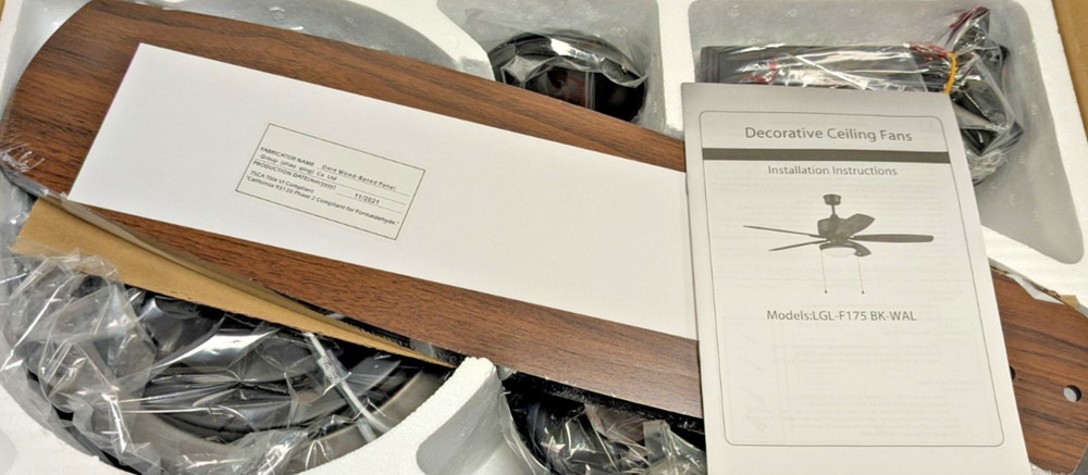 TRANS GLOBE 52" 5-BLADE CEILING FAN LIGHT KIT PULL CHAINS E26 BLACK & WALNUT