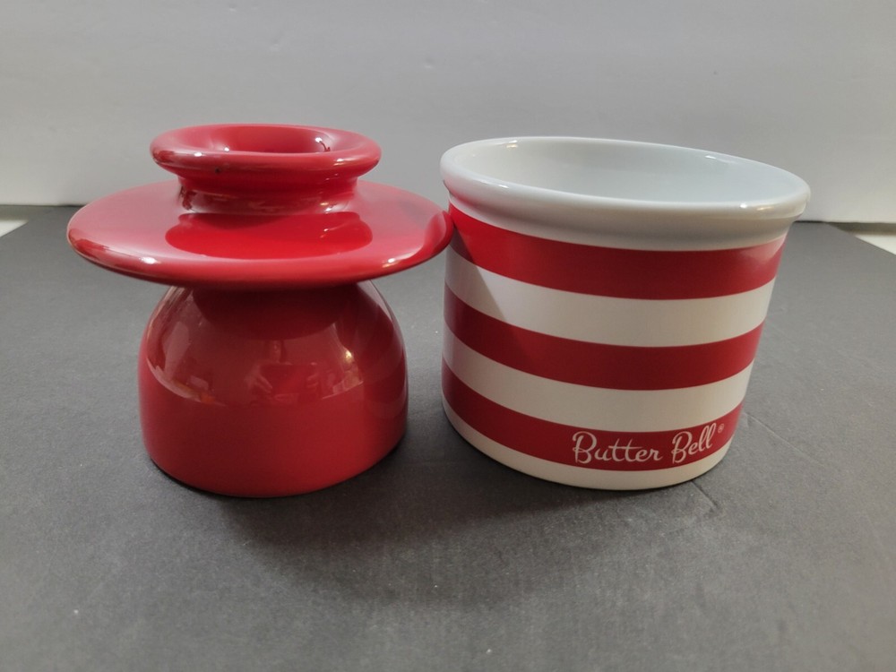 Nautical Red Striped Butter Bell Crock