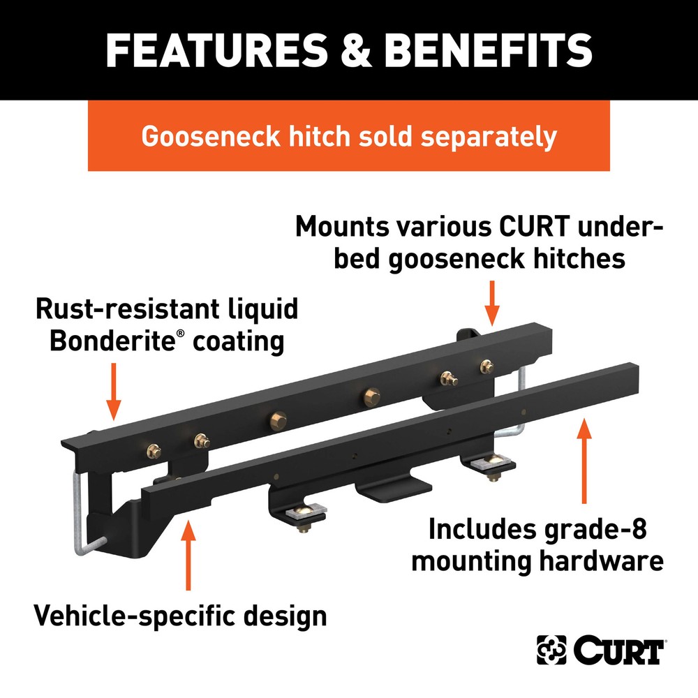 Curt 60657 Custom Gooseneck Hitch Install Bracket Kit Only