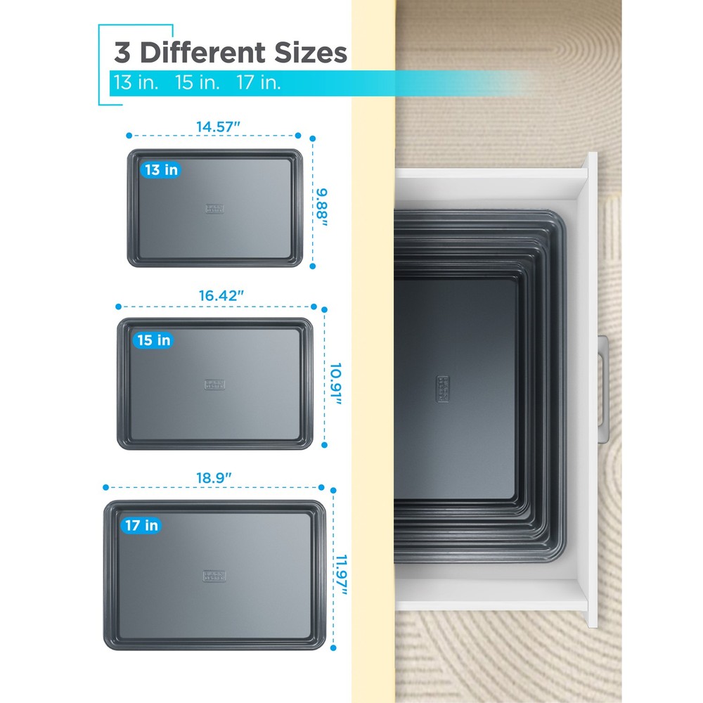 3-Piece Carbon Steel Baking Sheet Set
