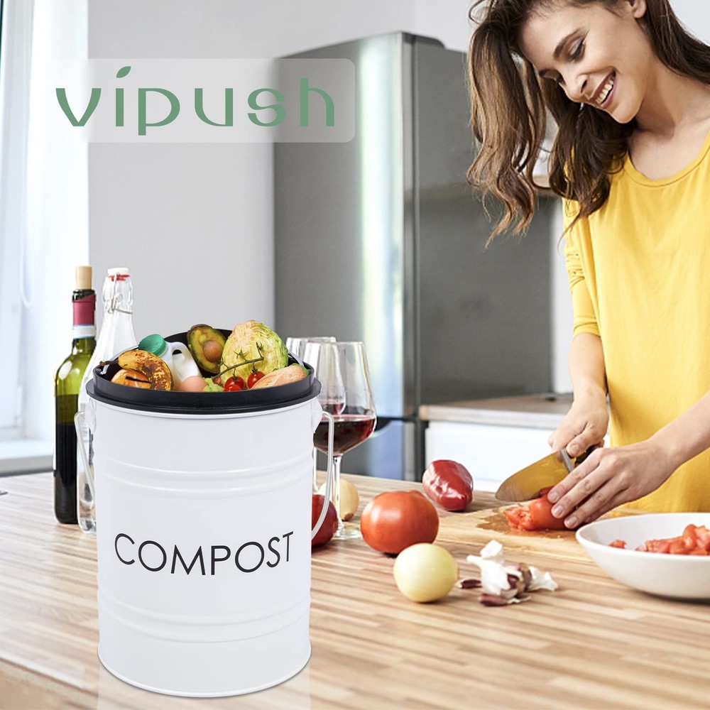 Compost Bin Kitchen Countertop Compost Bin with lid – Small Compost Bin Includes