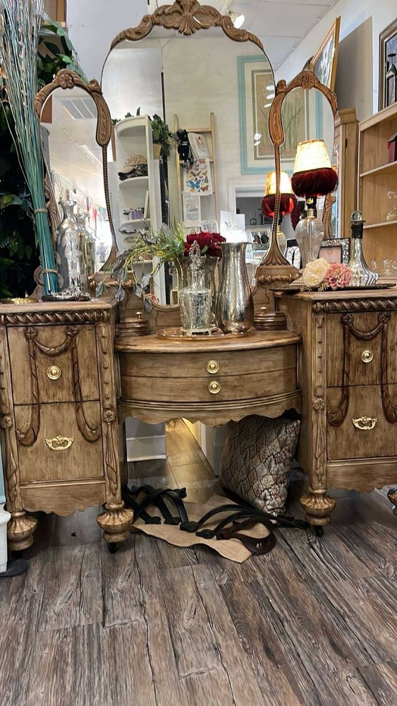 Antique Vanity 1900’s With Mirror solid Wood