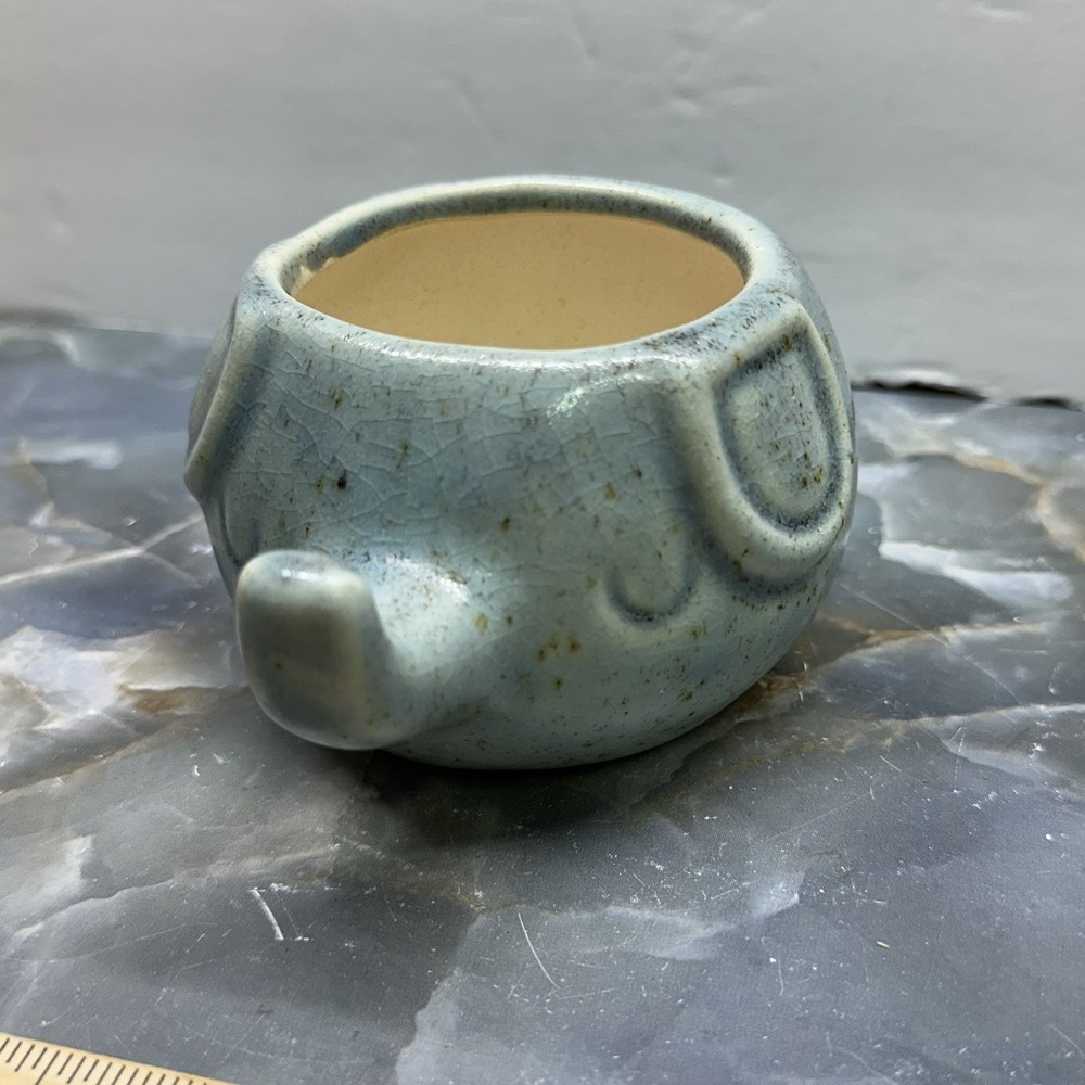 Blue Ceramic Figural Elephant Planter Trinket Dish Succulent Boho Matte