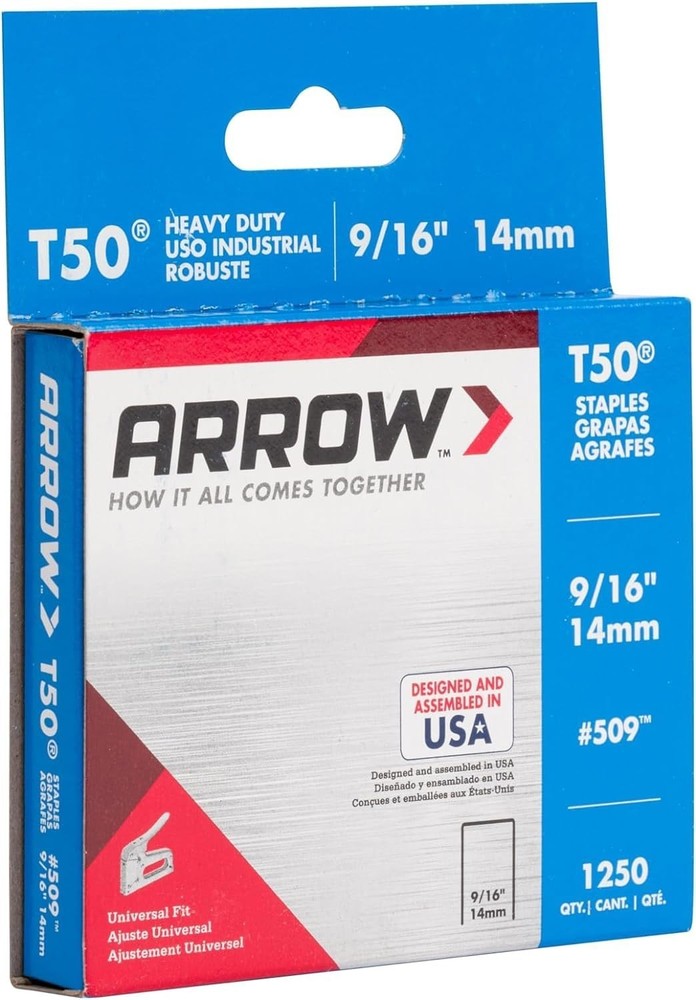 Arrow T50 9/16" Staples, 1250 Count