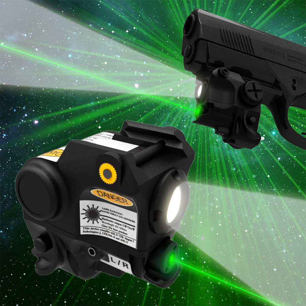 Laspur Sub Compact Rail Mount Green Laser Sight with Flashlight Light combo