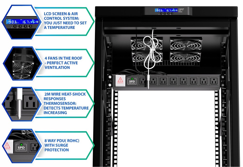 Sysracks 27U 39'' Deep IT Network Data Server Rack Cabinet