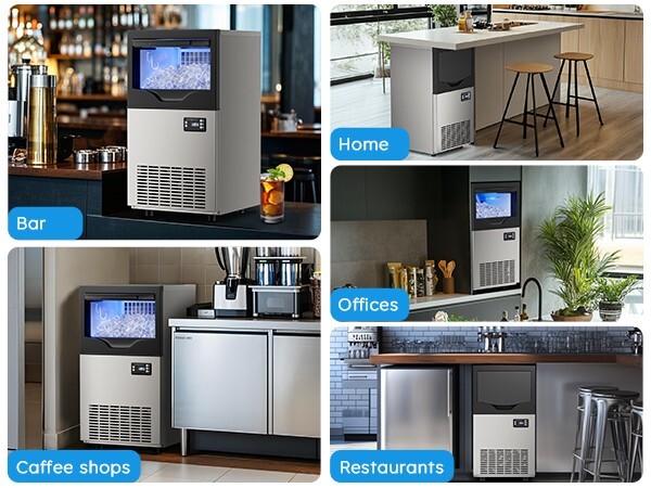 Commercial Ice Machine, 100lbs/24H 33lbs Ice Storage Under Counter Ice Make