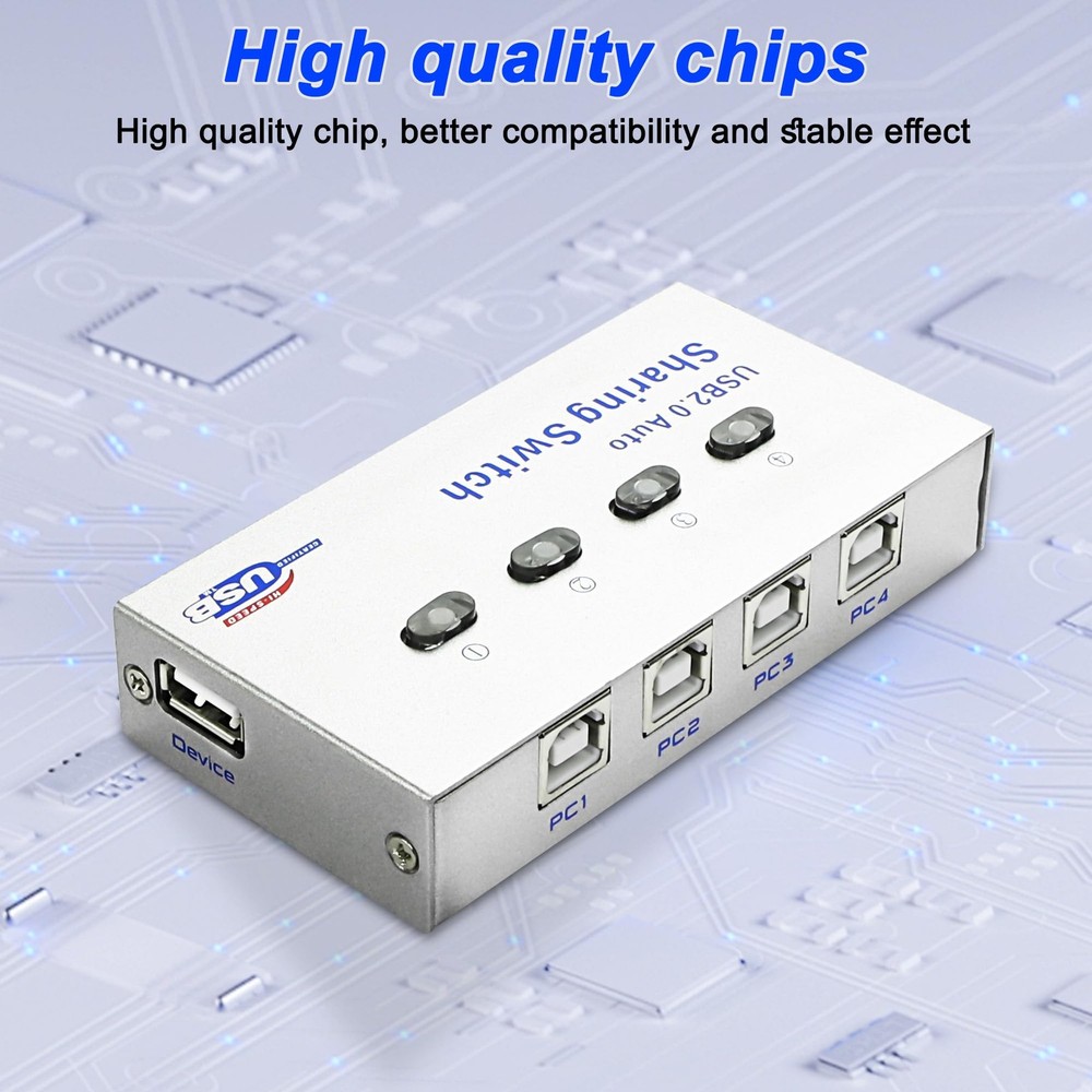 XMSJSIY USB 2.0 Sharing Switch Selector 4 in 1 Out Printer Sharer Switcher 4 ...