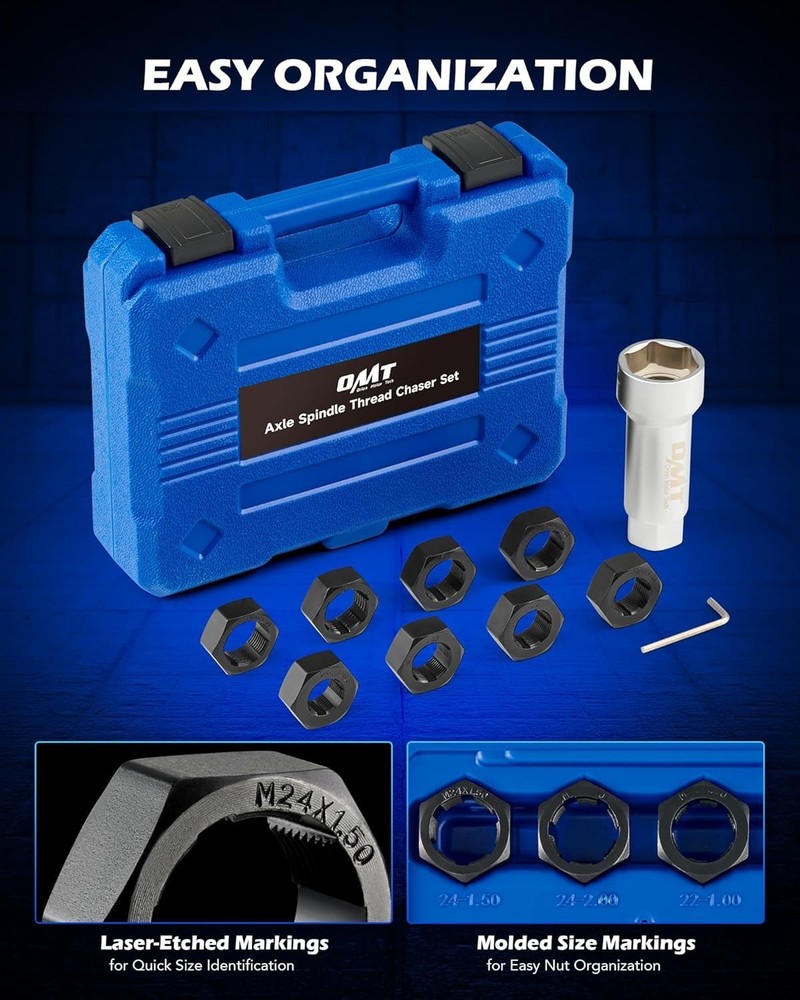 Rethreading Tool Kit with 8 Precision Dies and Storage Case for Axle Repairs