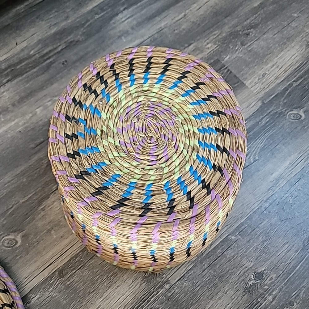 Colorful Straw Nesting Baskets (3)