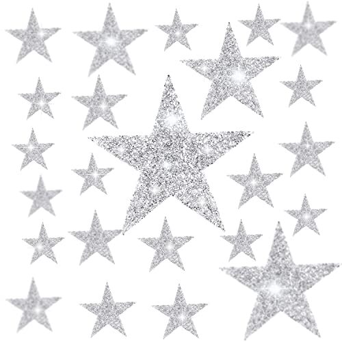 24 Pack Star Shape Rhinestone Patch 6 Sizes Iron Star-Shaped Applique Patch