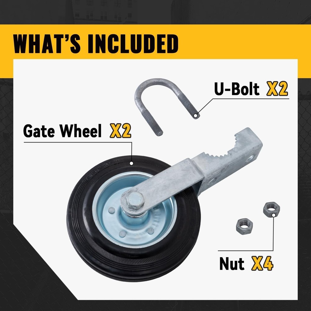 6'' Heavy Duty Gate Wheel: Chain Fence Gate Support Wheel with Solid Rubber