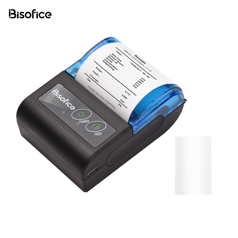Bisofice 58mm Portable BT&USB Thermal Receipt Printer Mini Bill Ticket Printer E