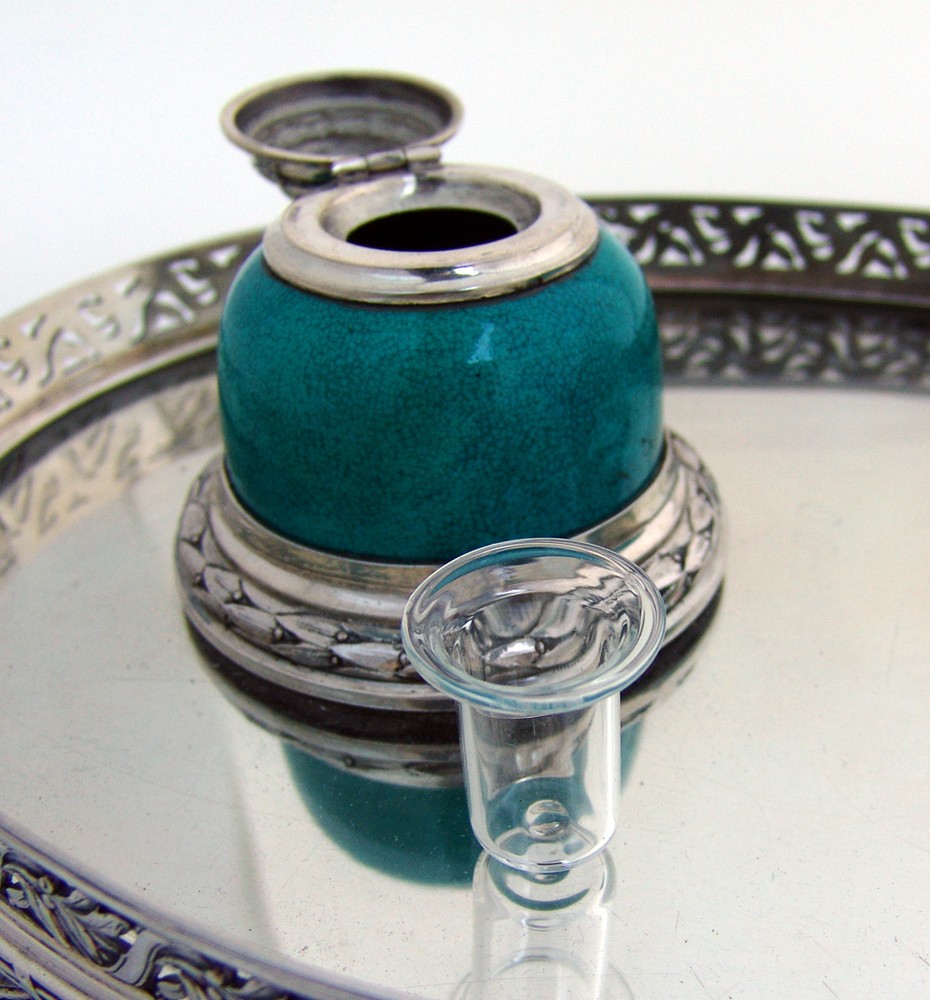Austrian Double Inkstand Vienna 1900 Sterling Silver