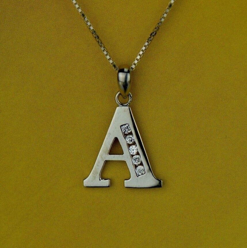 925 Sterling Silver Initial Letter CZ Pendant