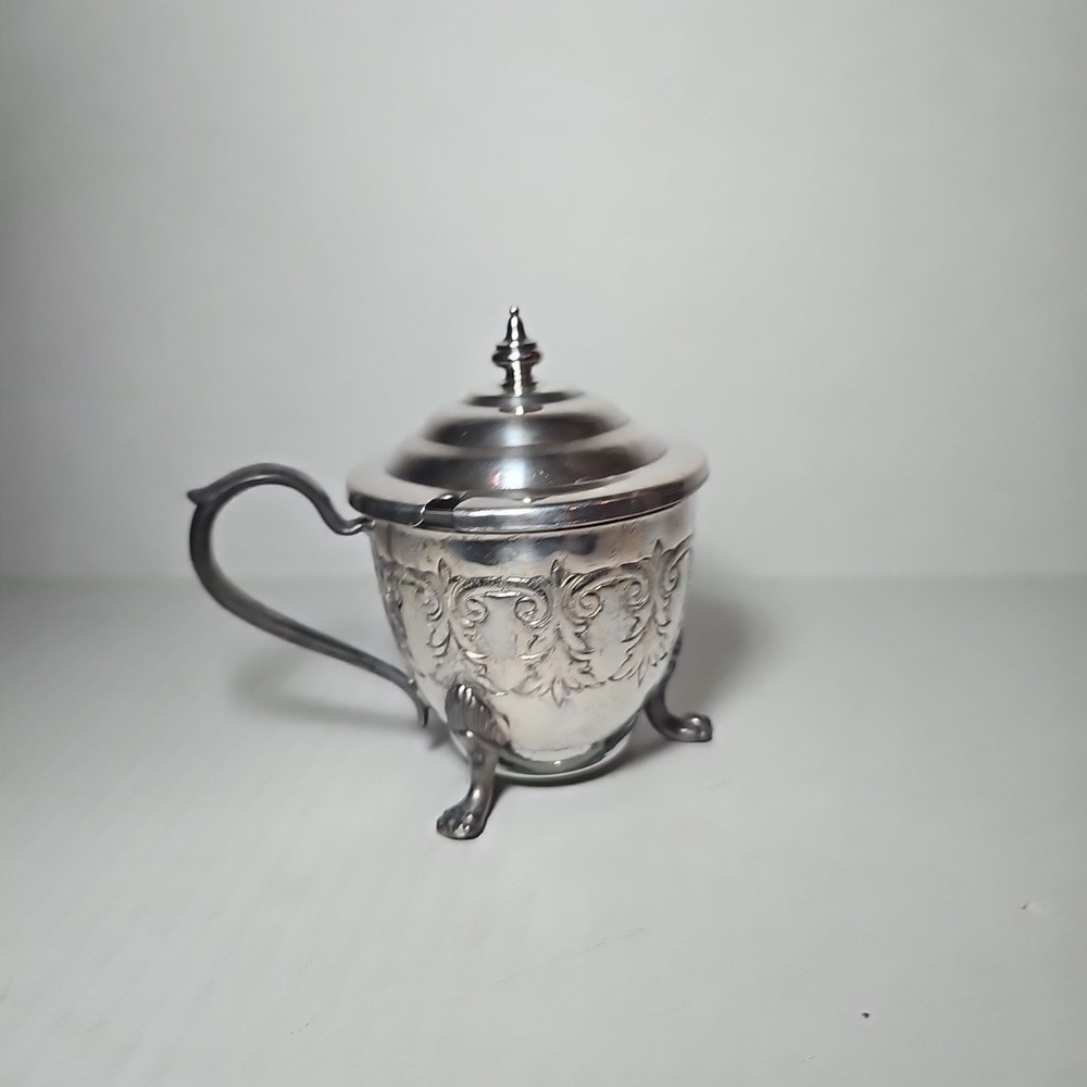 American Victorian Silverplated Jam Sugar Bowl Glass Insert Missing Spoon
